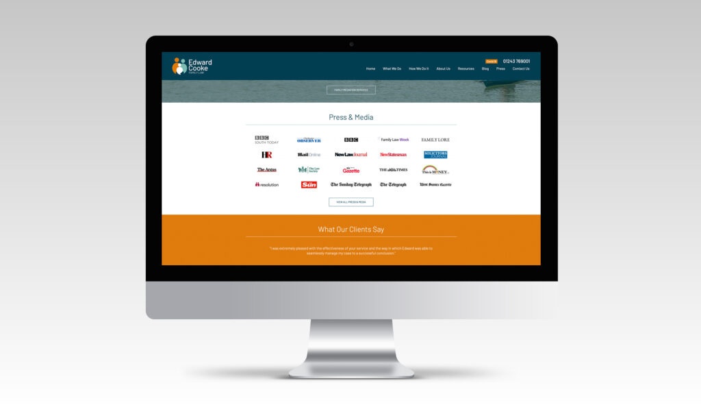 Press logo strip and link through to press page for Edward Cooke Family Law