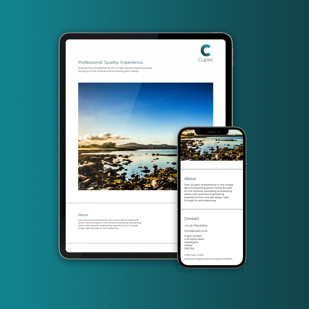 Modern website on iPad and iPhone for Cupec Nuclear Decommissioning and Cupec Bespoke